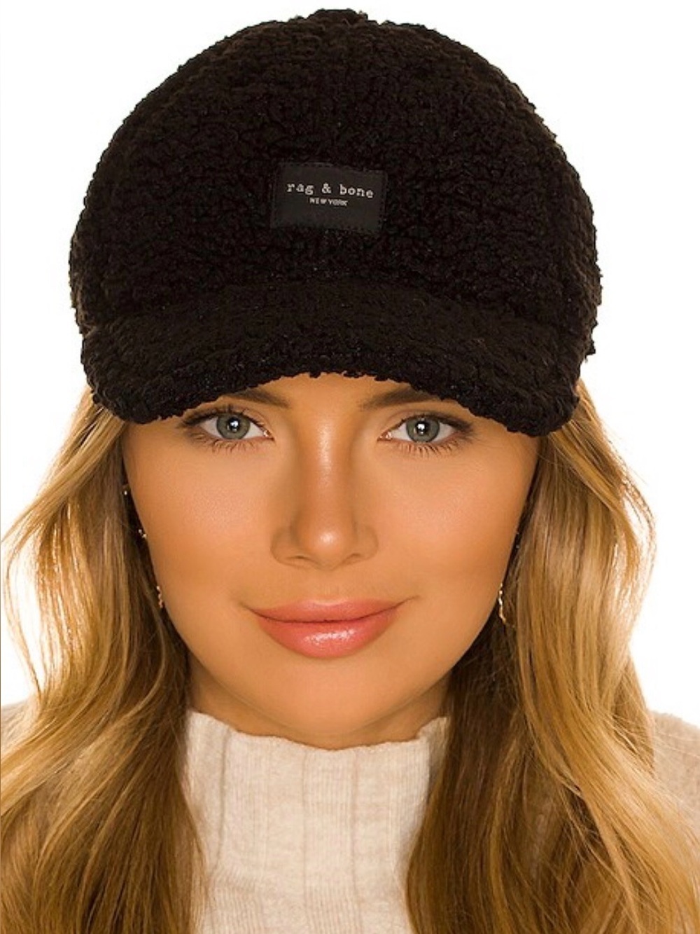 NWT rag & bone Black Sherpa Cap with Branded Patch